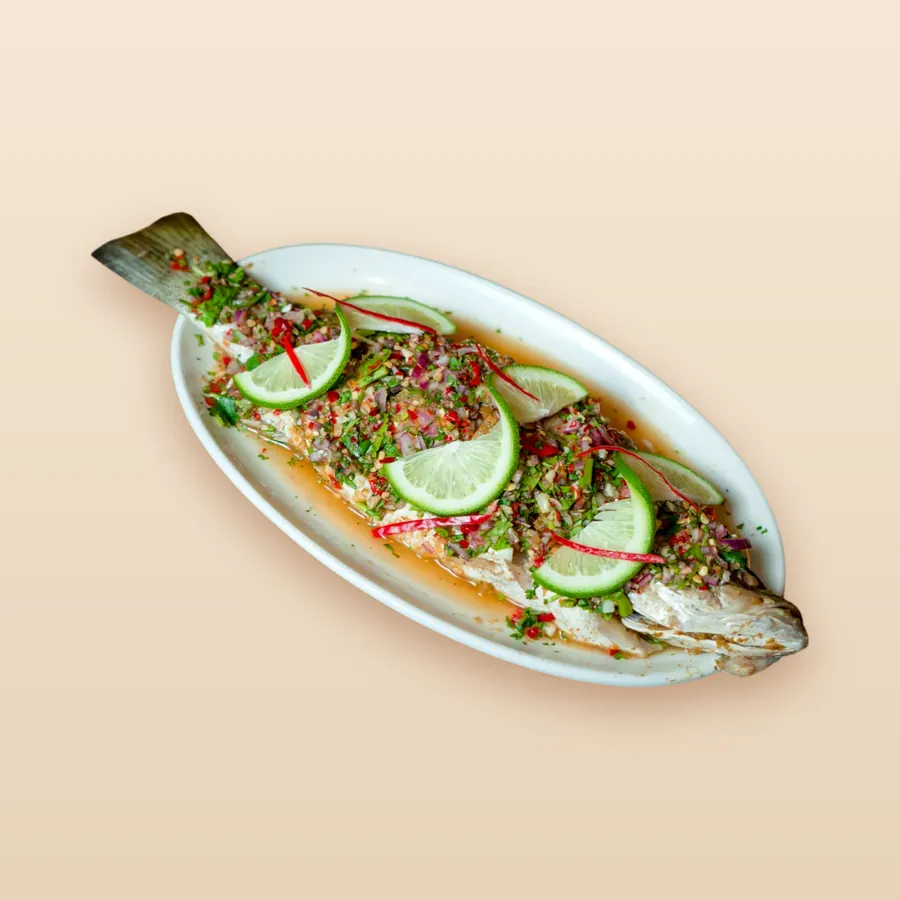 Steamed Whole Fish Infused with Garlic Lime Sauce