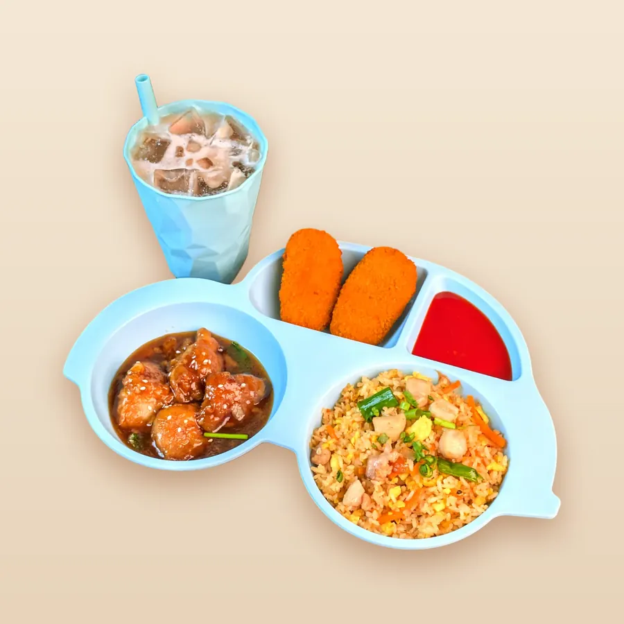 Chicken Fried Rice with Soy Glazed Honey Chicken